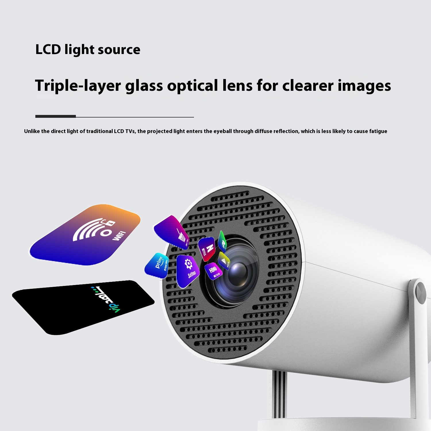 Title 2, Portable Small Straight Projector for Home Use,...