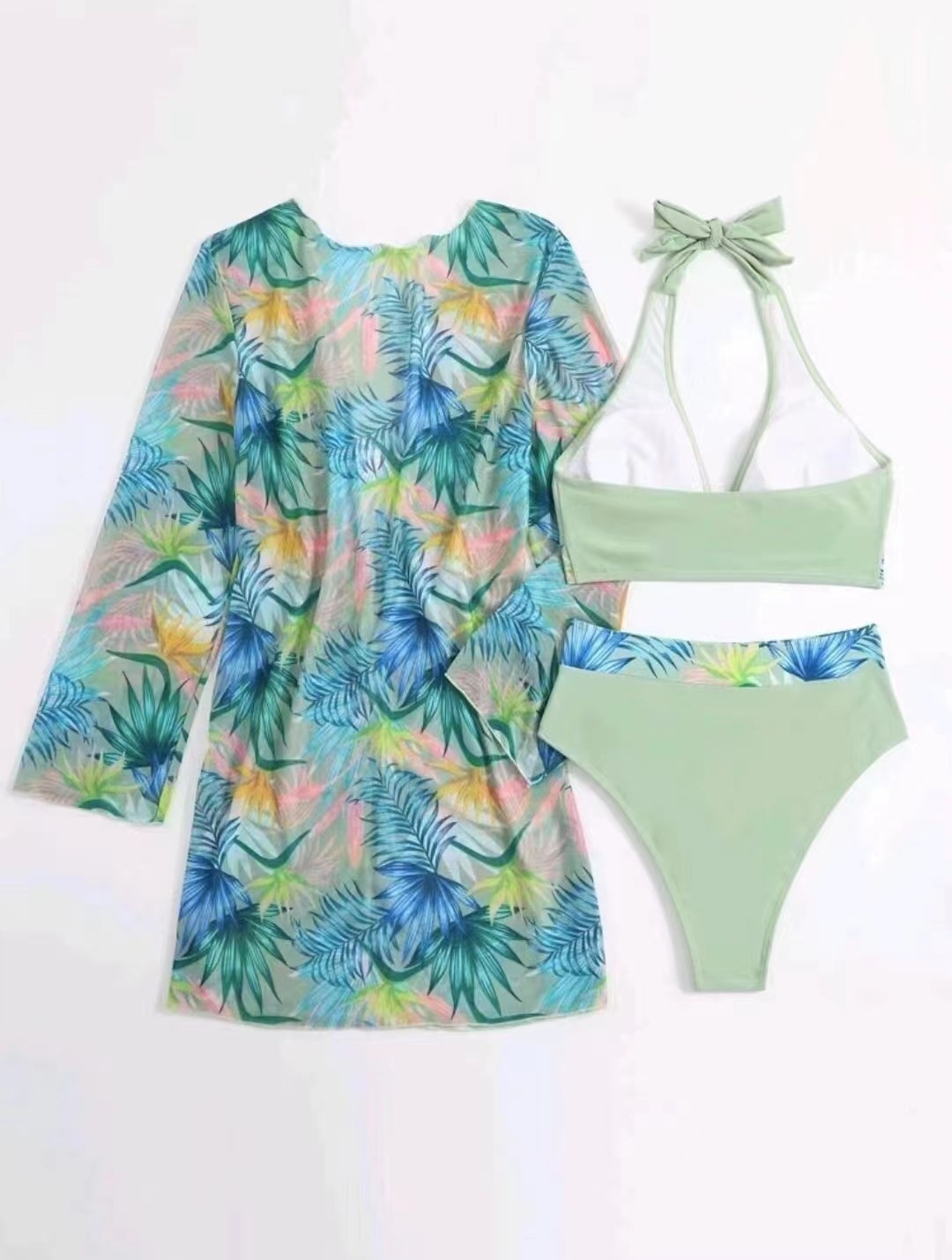 Title 23, New Bikini Mesh Three-piece Printed Swimsuit