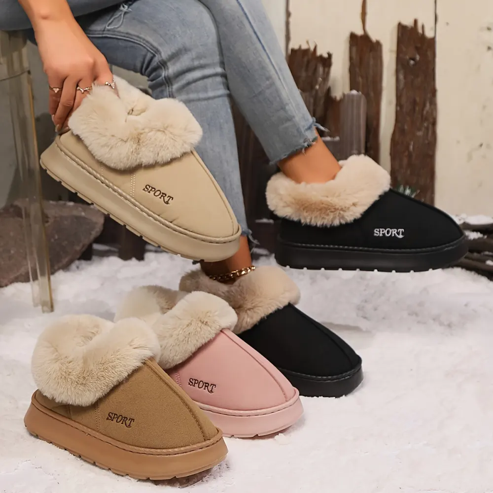 Cozy Plush Soft Slippers Shoes for Women Non-Slip Platform