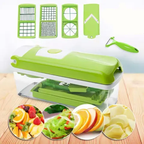 12pcs Multifunctional Vegetable Chopper Handle Food Grate Slicer Dicer
