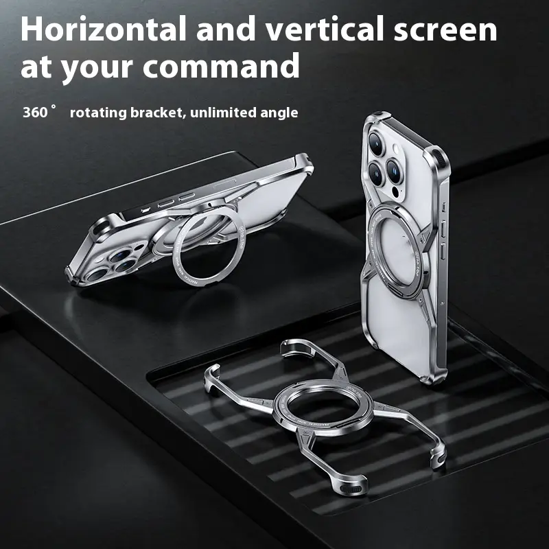 Rotary Magnetic Adhesive Bracket Hollow Aluminum Alloy Phone Case