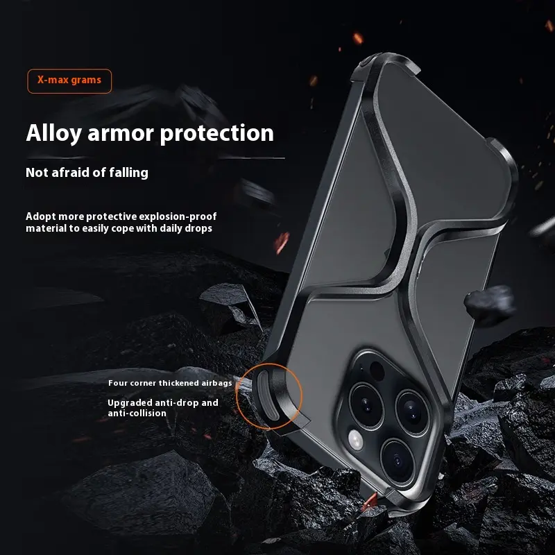 Phone Case Metal Frameless Hollow Heat Dissipation Drop-resistant Protective Shell