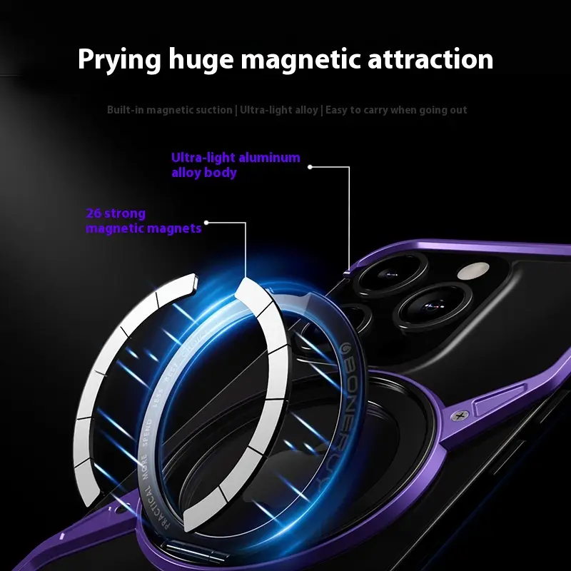 Aluminum Alloy Frameless Rotary Magnetic Adhesive Bracket Phone Case