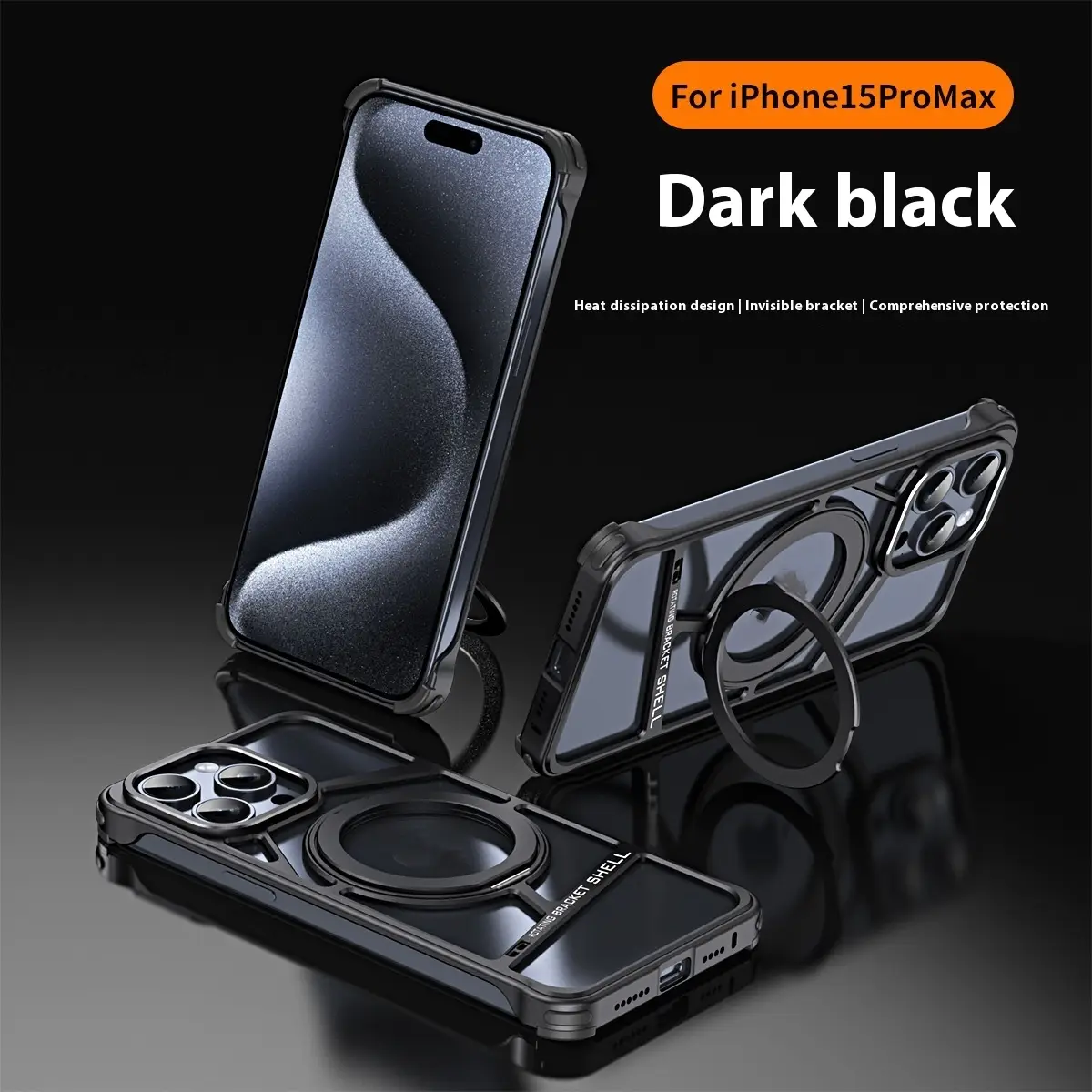 Rotating Bracket Magnetic Suction Metal Hollow Phone Case