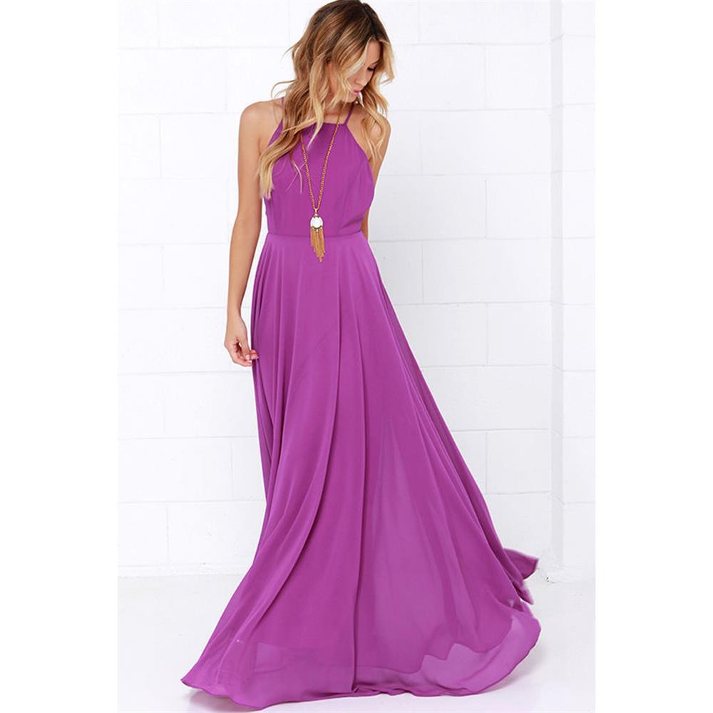 Chiffon big swing sexy backless suspender skirt long dress