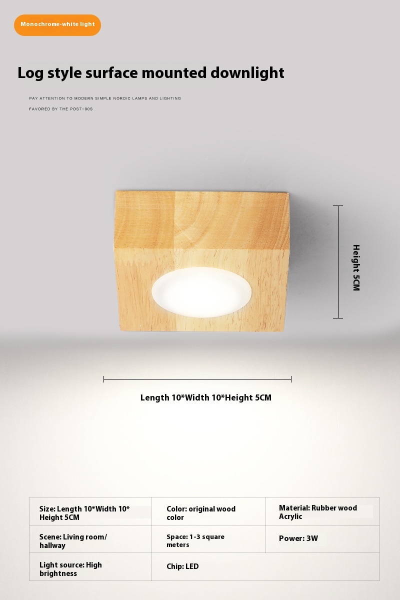 Round Walnut Color White Light