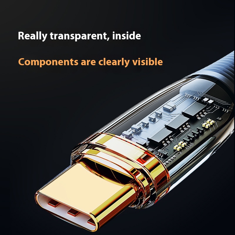 Lengthened 2 M Transparent Gold-plated 120W Super Fast Charge Data Cable