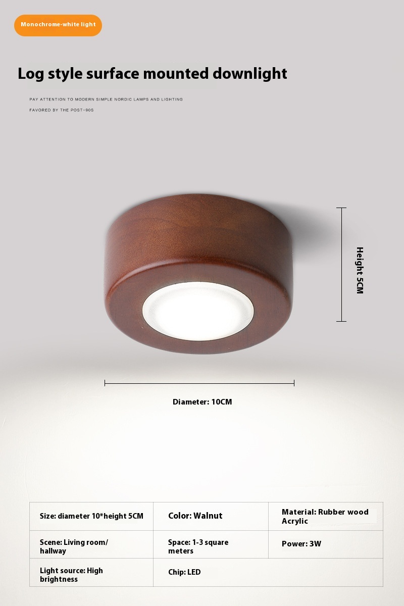 Round Walnut Color Warm Light