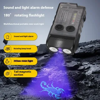 V20 Multi-function 180-degree Adjustable Buzzer Personal Alarm Portable Light Long Endurance Flashlight