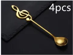304 stainless steel music symbol creative spoon - Gold 4Pcs - View 1