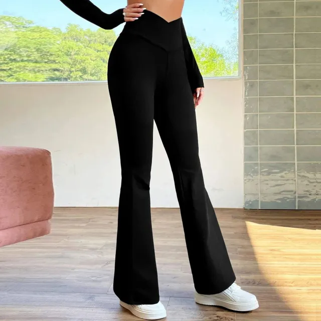 Cross Waist Thin Yoga Pants High Waist American Micro Pull Mop Casual Sports Trousers Black - Shop at LoveMi