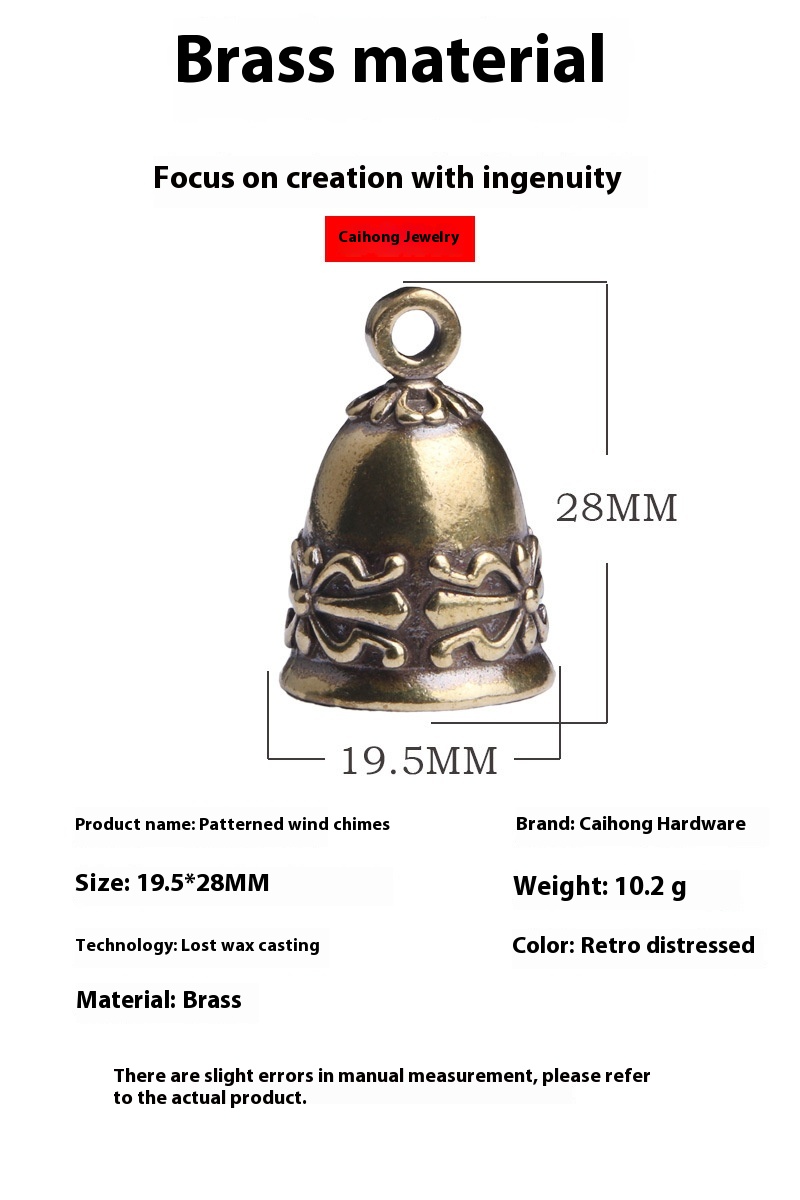 Title 1, Brass Vintage Pattern Bell Key Buckle Pendant W...