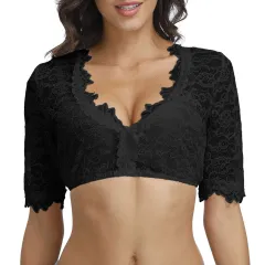 Women's Fashion Elegant And Personalised Base Lace Top - Black - View 1