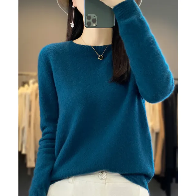 Women's Knitted Loose Cashmere Sweater Light Blue - Shop at LoveMi