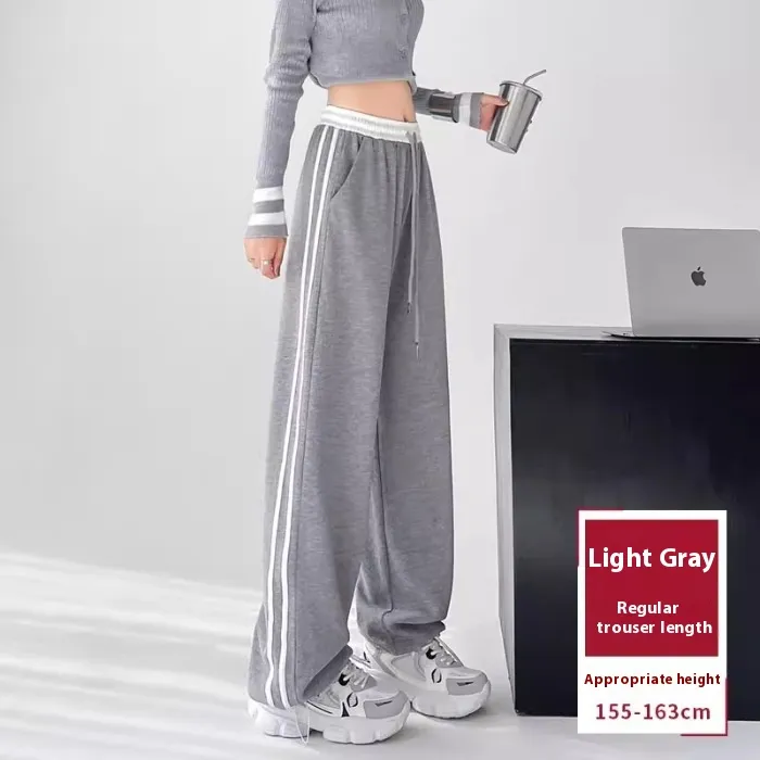 Black Sweatpants Women's Spring And Autumn High Waist - Gray