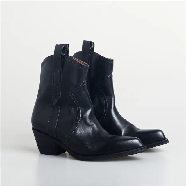 Women's Pointed Toe Mid Heel Plus Size Long Rider Side Zip Short Boots Black - Shop at LoveMi