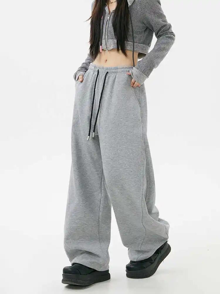 Sweatpants Female Gray Draping Sports Pants