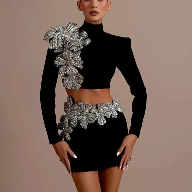 Top And Short Hip Skirt Black Two piece Set Black - Shop at LoveMi