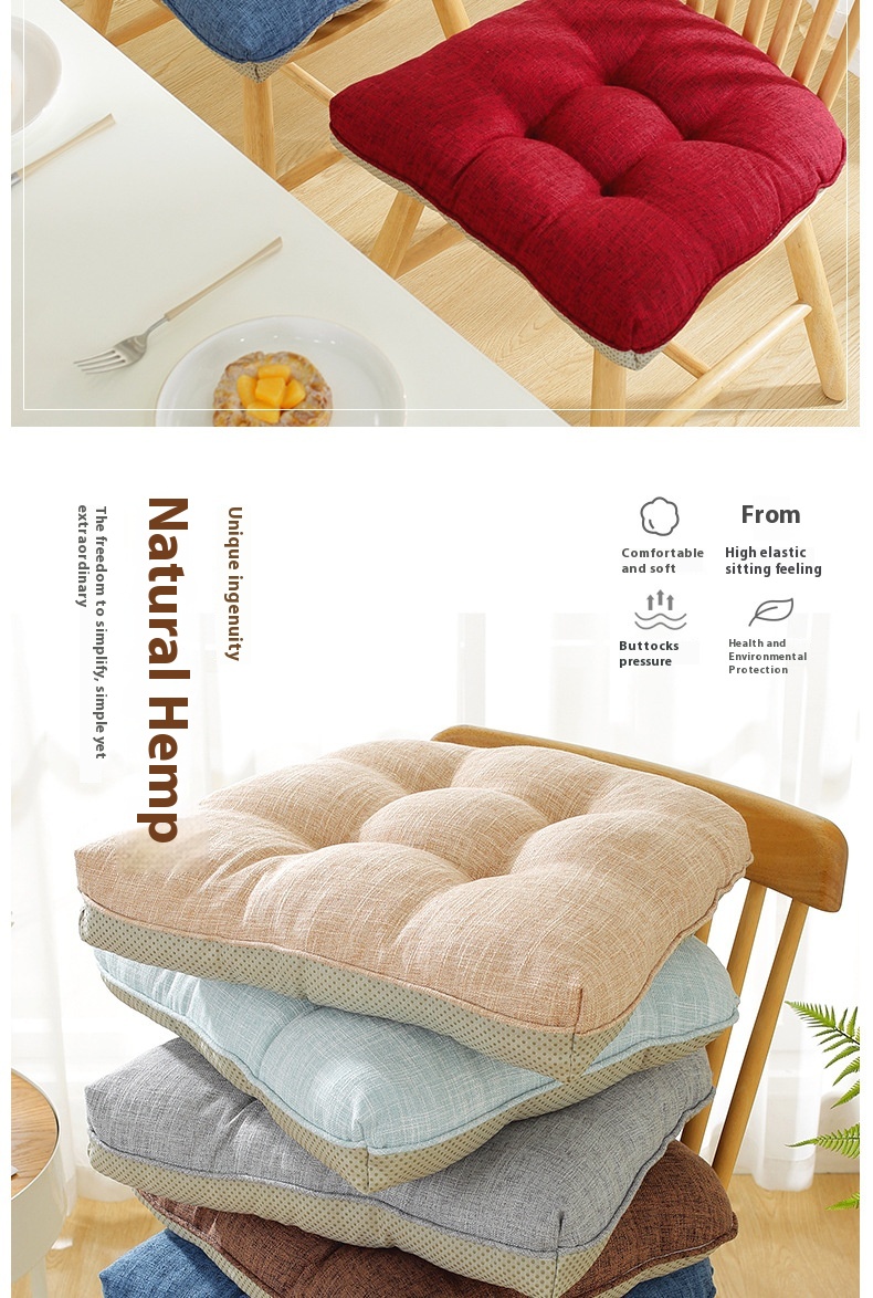 Title 1, Cotton And Linen Chair Cushion Thickened Non-sl...