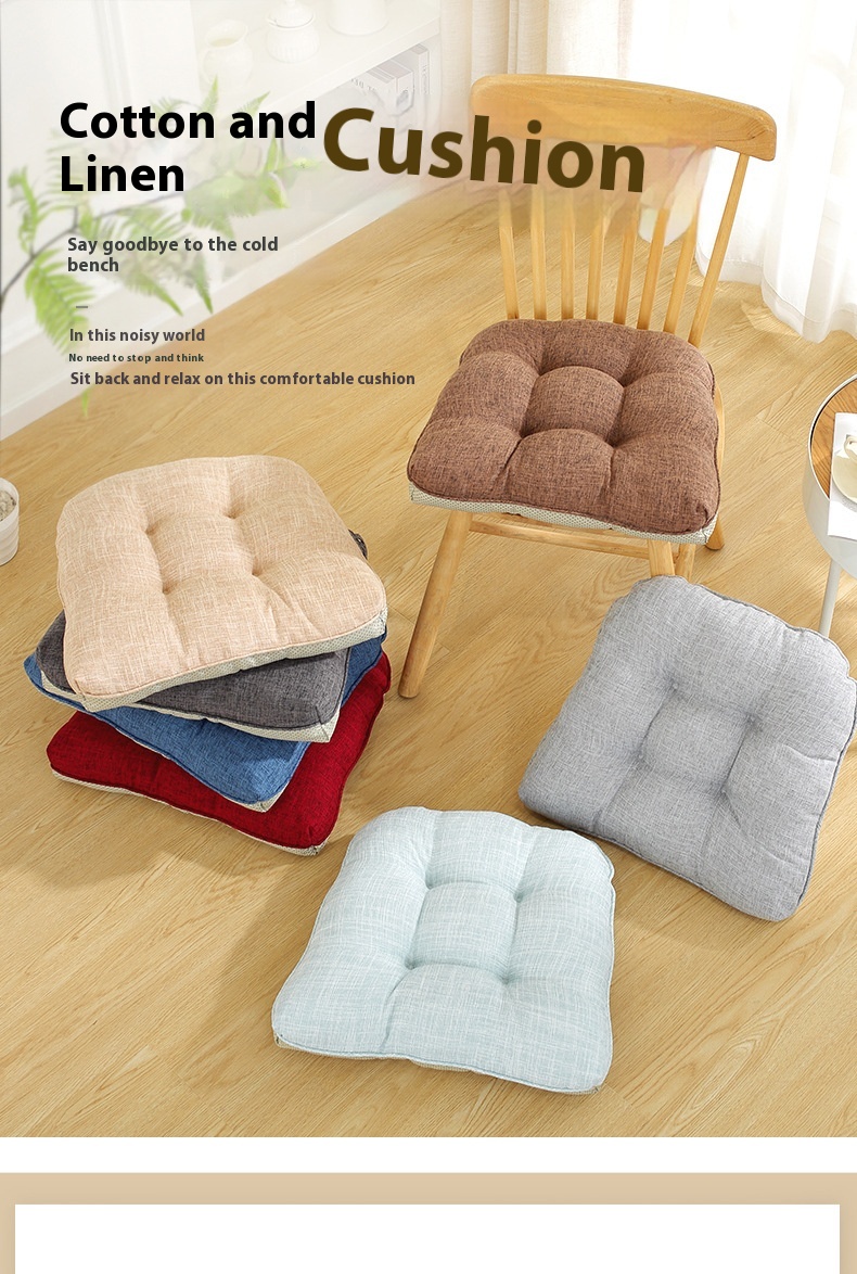 Title 14, Cotton And Linen Chair Cushion Thickened Non-sl...