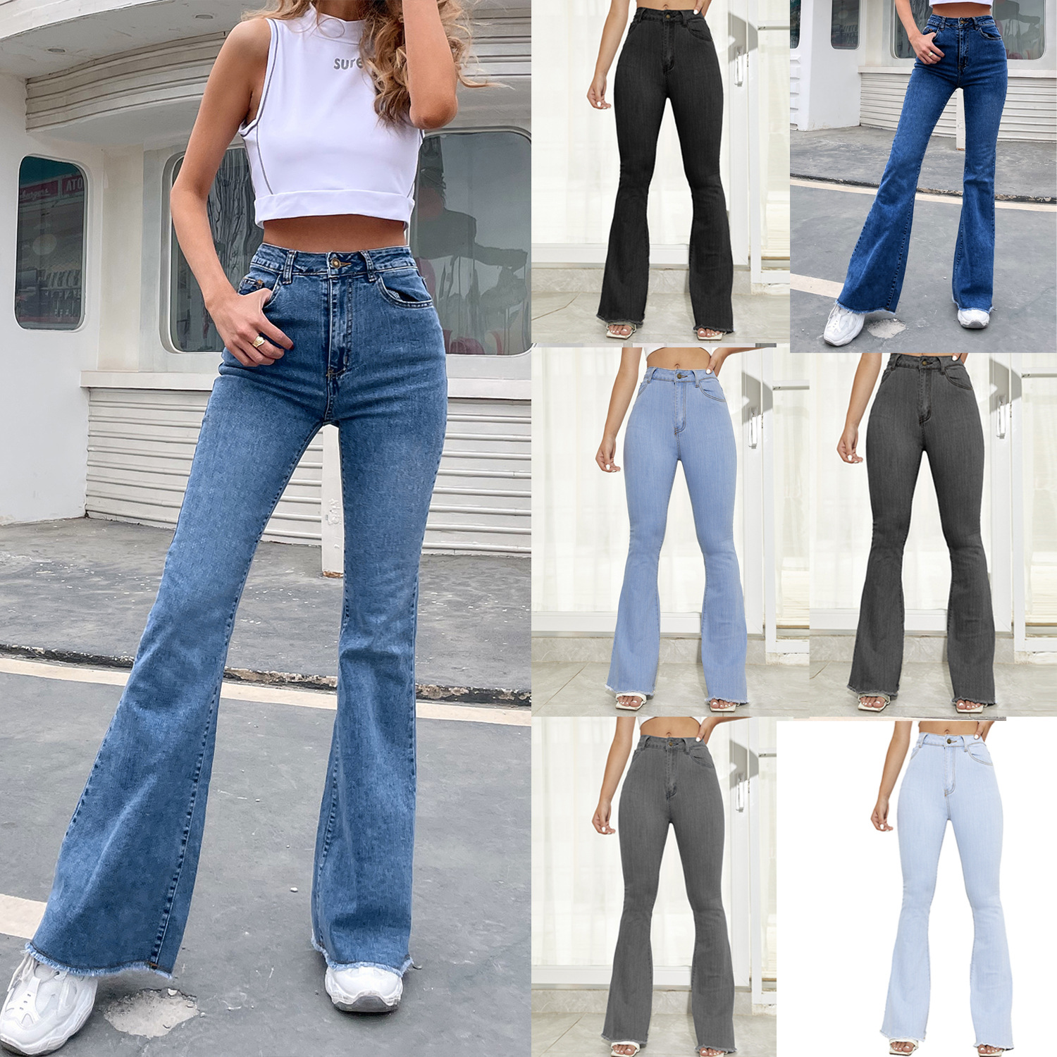 Title 2, Jeans a gamba larga con cuciture elastiche, res...