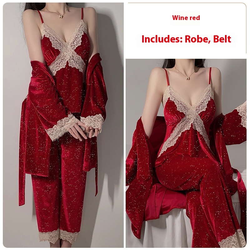 Wine Red Outerwear Gown Belt