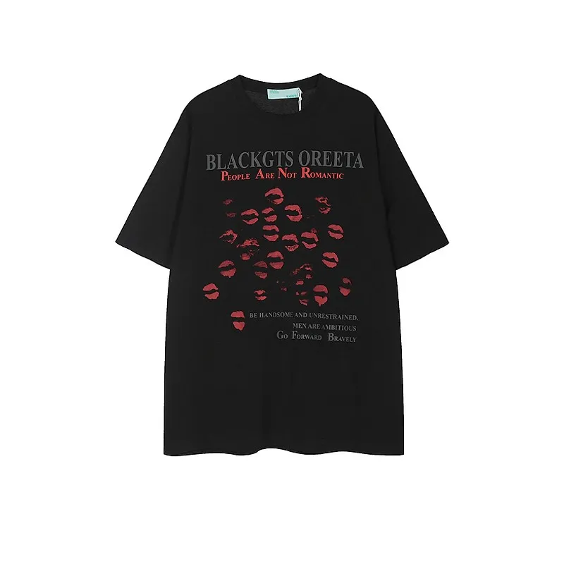 Men's Loose Leisure All-matching T-shirt - Black - View 1