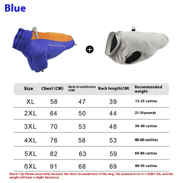 Polar Fleece Liner Dog Warm Clothing Blue Orange - Shop at LoveMi