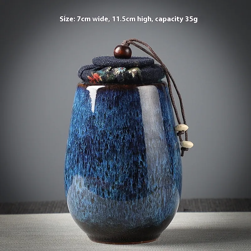 Ceramic Tea Sealed Jar With Inlaid Flowers - Solid Color