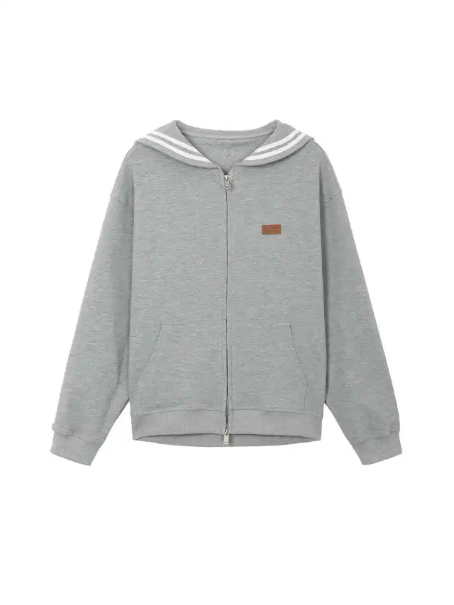 Sailor Collar Gray Temperament Coat Women's Loose Top Gray Coat - Shop at LoveMi