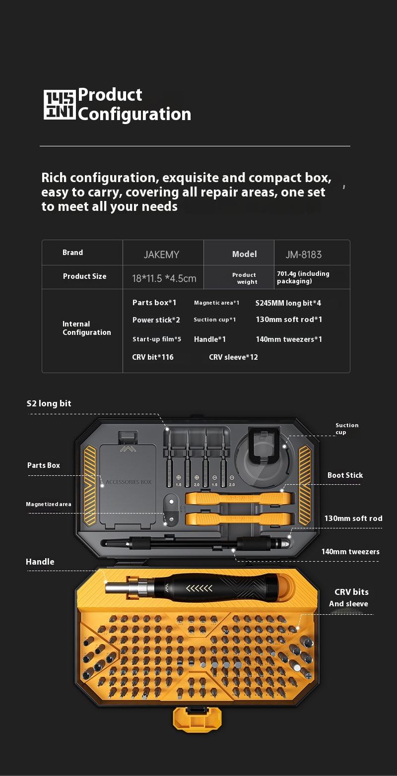 Title 8, 145-piece Set Screwdriver Set