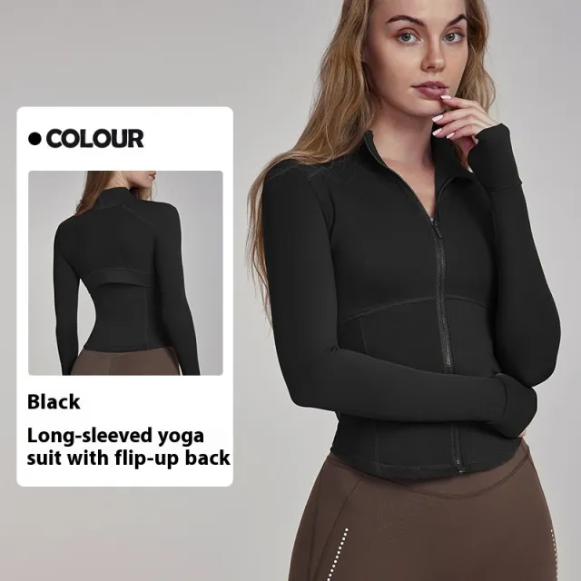 Back Mesh Breathable Yoga Clothing Top Coat Black - Shop at LoveMi