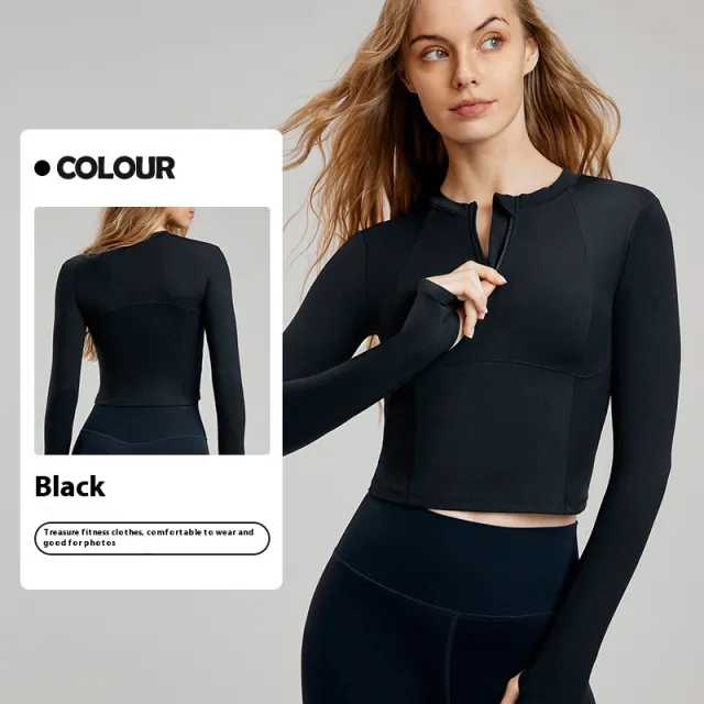 Women's Long sleeved Running Fitness Clothes Top Black - Shop at LoveMi