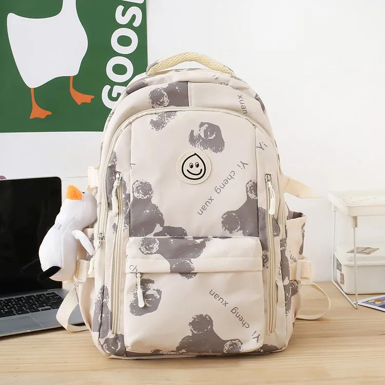 Double Shoulder Fashion Simple Backpack - Bear Style-With Pendant
