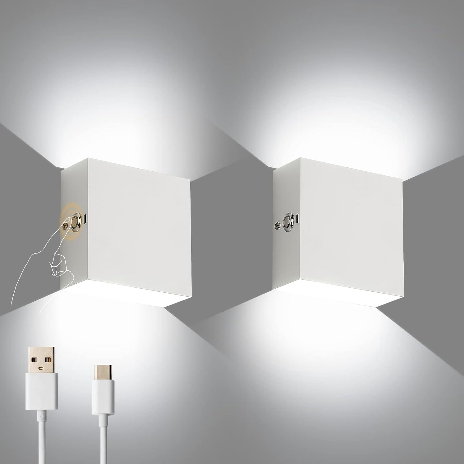 Title 5, Wiring Free Rechargeable Wall Lamp USB Recharge...