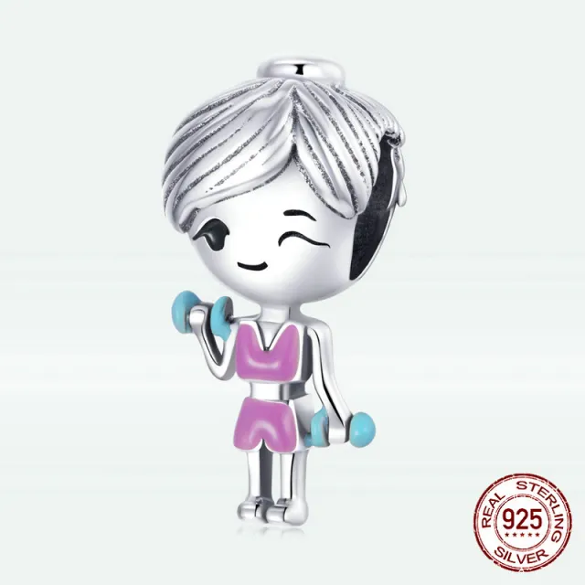 Sterling Silver S925 Fitness Girl Beaded Bracelet Bsc488 - Shop at LoveMi