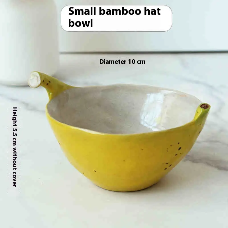 Ceramic Banana Cartoon Rice Yogurt Bowl Fruit Plate Handmade Original