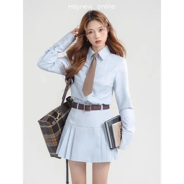 Sweet College Style Vest Shirt Skirt For Women Shirt+Skirt - Shop at LoveMi