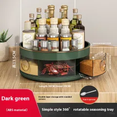 Table Rotating Seasoning Oil Salt Sauce Bottle - Dark Green - View 1