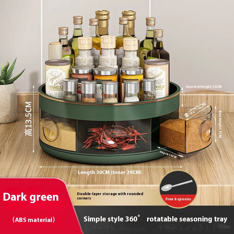 Table Rotating Seasoning Oil Salt Sauce Bottle - Dark Green