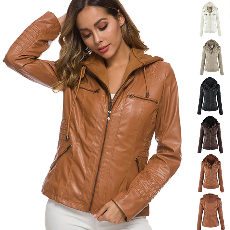 Fashion Detachable Hooded Jacket with Pockets Casual Solid Color