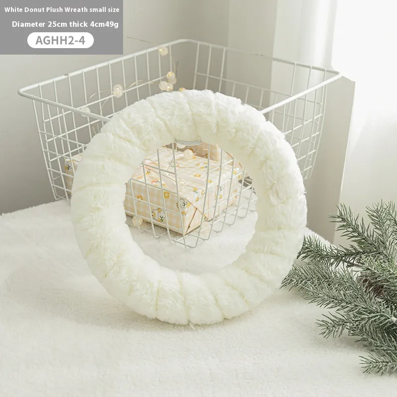 Christmas Elk Wool Felt Plush Garland Ornaments - 25Cm White Circle