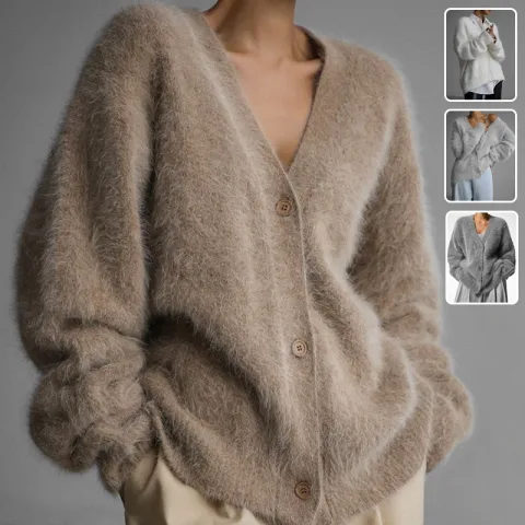 Loose V-neck Button Cardigan Fall Winter Fashion Single Breasted