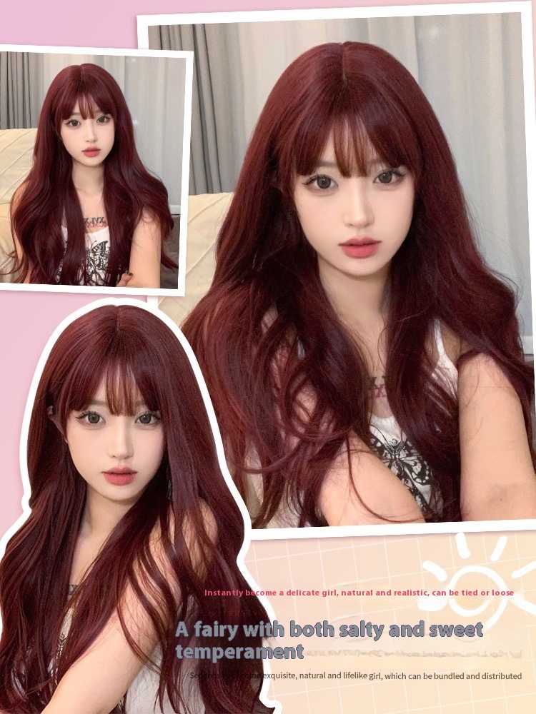 Bangs Raspberry Red Curly Hair