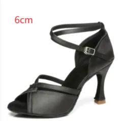 Latin Dance Shoes Soft Bottom Women's Adult Seamless Heel Wrapped High - Black - View 1