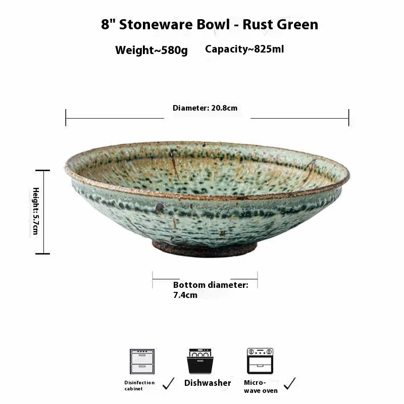 8-inch Deep Plates Stoneware Bamboo Hat Meal Bowl High-end Restaurant Tableware