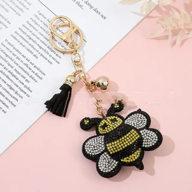 Cute Car Crystal Key Accessories Little Bee Keychain - Shop at LoveMi