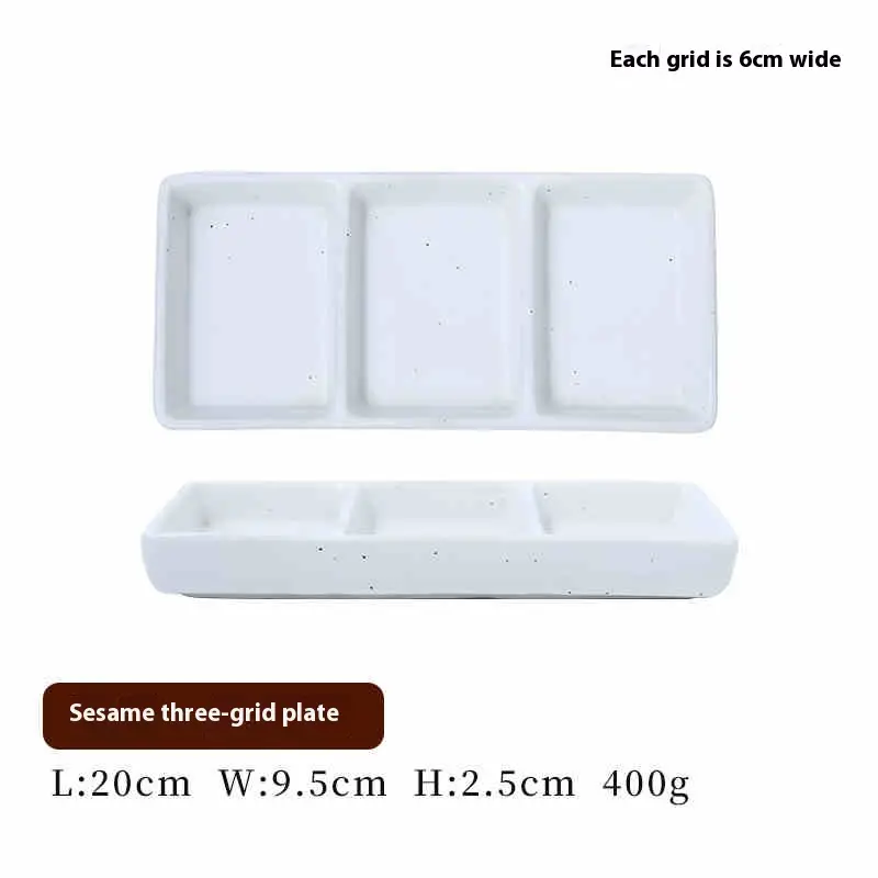 Restaurant Meal Commercial Three-lattice Plate Ceramic Sauce Plate
