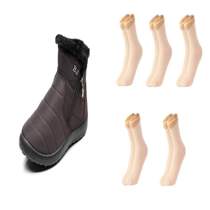 Side Zipper Mid-calf Widened Waterproof Plus Size Snow Boots - Set5-36