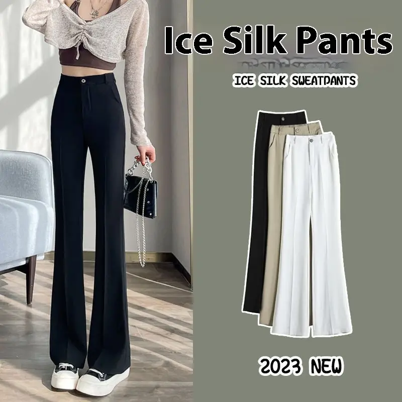 High Waist Drooping Slimming Casual Suit Bootcut Trousers